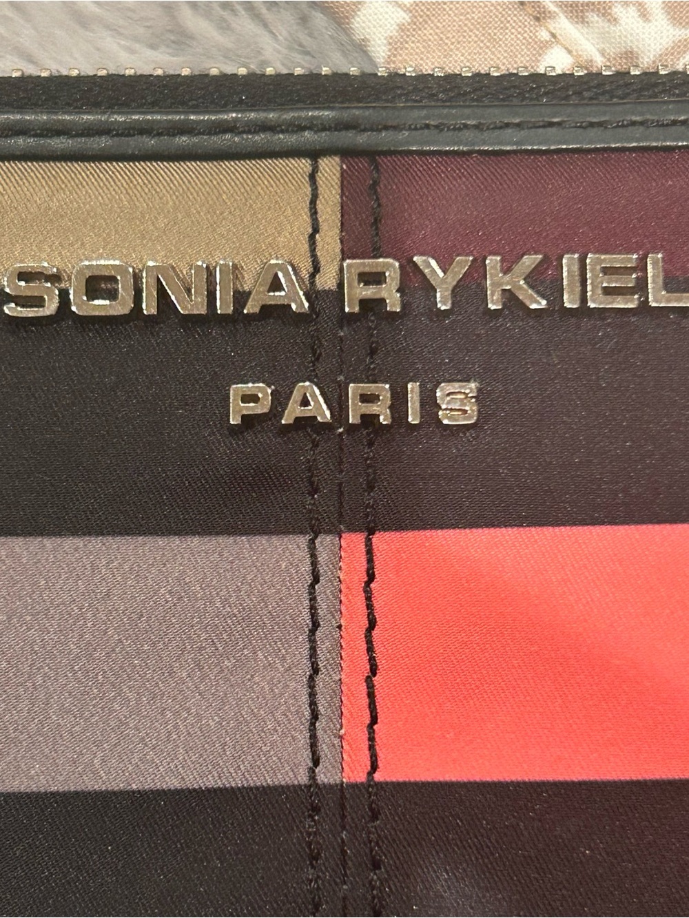 Sonia Rykiel Paris Striped Zip Wallet in Black, Pink, Navy and Neutrals - Picture 9 of 9